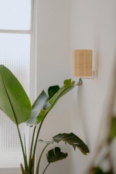 Contemporary, Handmade, Wall Lamp, Rattan Cylinder, by Mediterranean Objects
