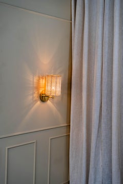 Contemporary, Handmade Wall Lamp, Cylindrical Rattan, Brass, by Mediterranean Ob