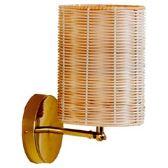 Ands for Objects fors Contemporary, Handmade, Wall Lamp, Rattan Cylinder, by Mediterranean Objects