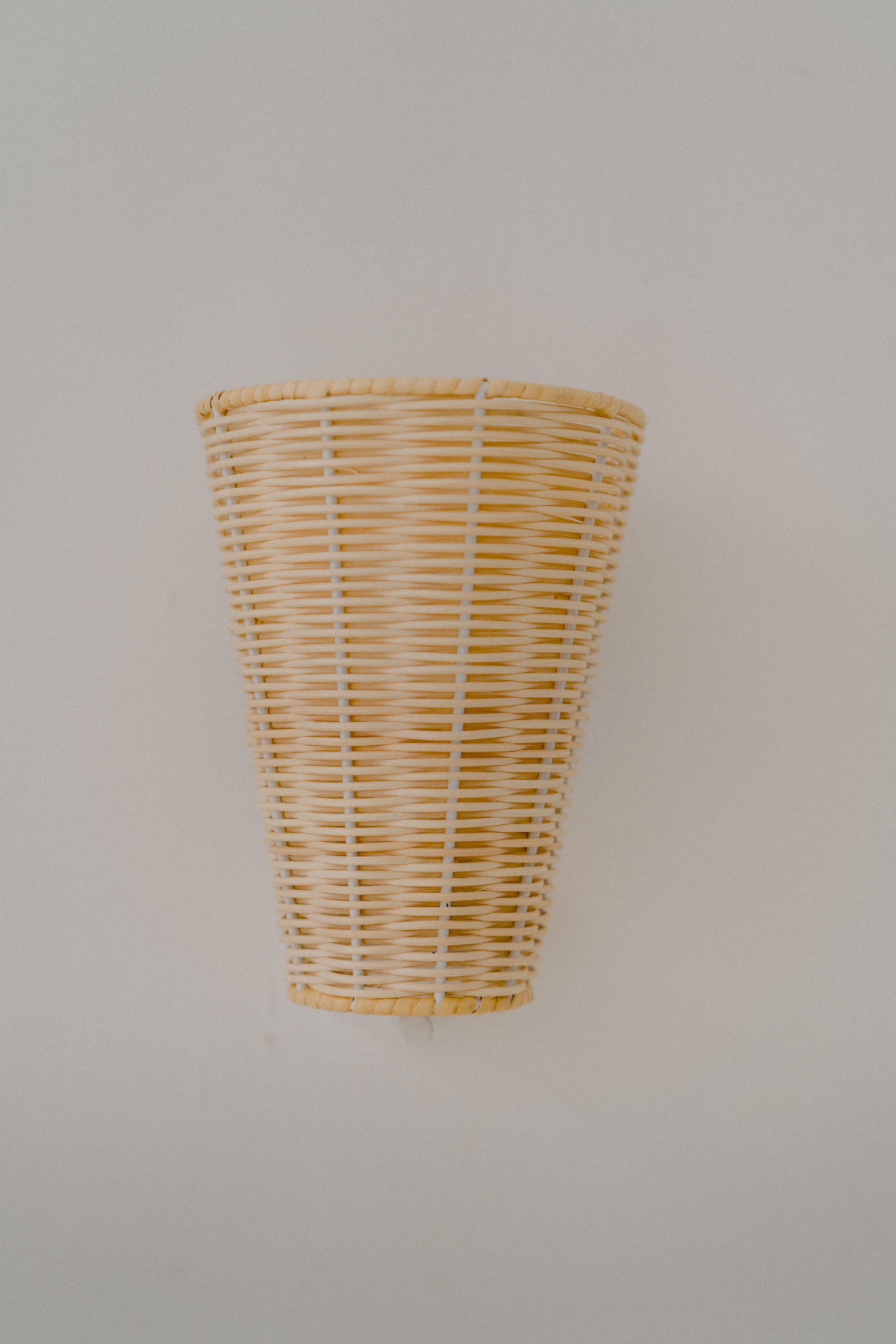 Contemporary, Handmade, Wall Lamp Sconce, Rattan Cone, by Mediterranean Objects In New Condition For Sale In Barcelona, ES