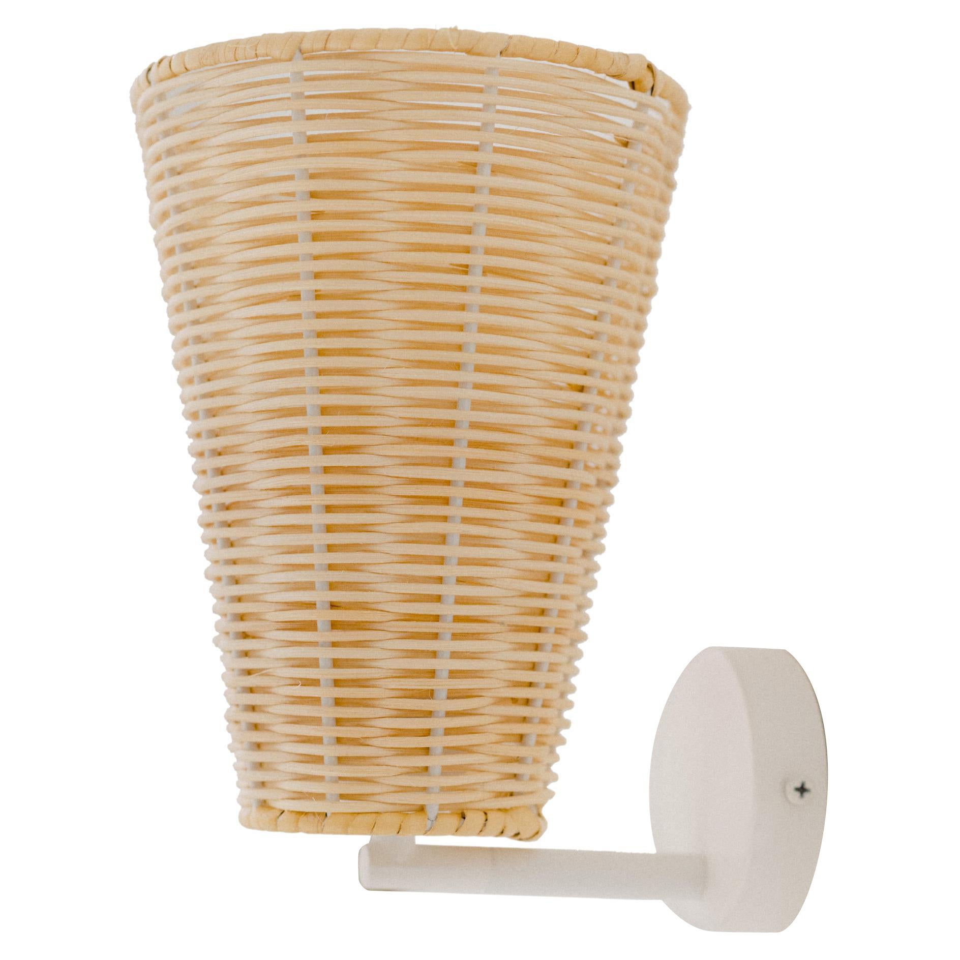 Contemporary, Handmade, Wall Lamp Sconce, Rattan Cone, by Mediterranean Objects