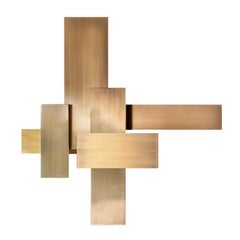 Contemporary Handmade Wall Lamp "Tymphe" in Brass Rectangular Layers by Anaktae