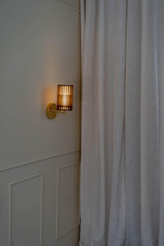 Contemporary, Handmade Wall Sconce Lamp, MDF Wood, Brass, by Mediterranean Objec