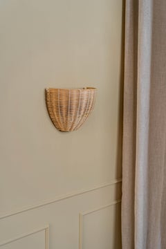 Contemporary Handmade Wall Sconce in Natural Rattan by Mediterranean Objects