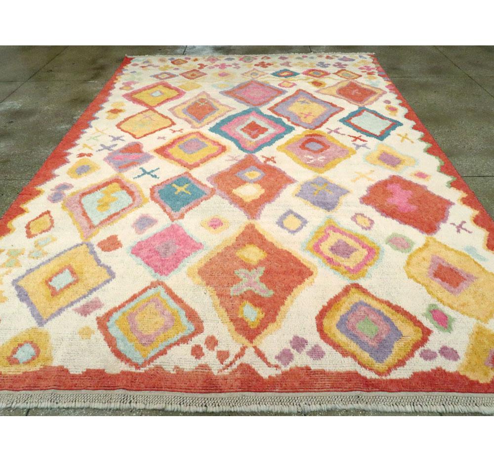 Contemporary Handmade Whimsical Turkish Plush Room Size Rug In New Condition In New York, NY