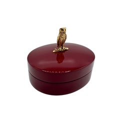 Owl Jewelry  Box in Lacquer and Brass  by Janet Mavec Contemporary
