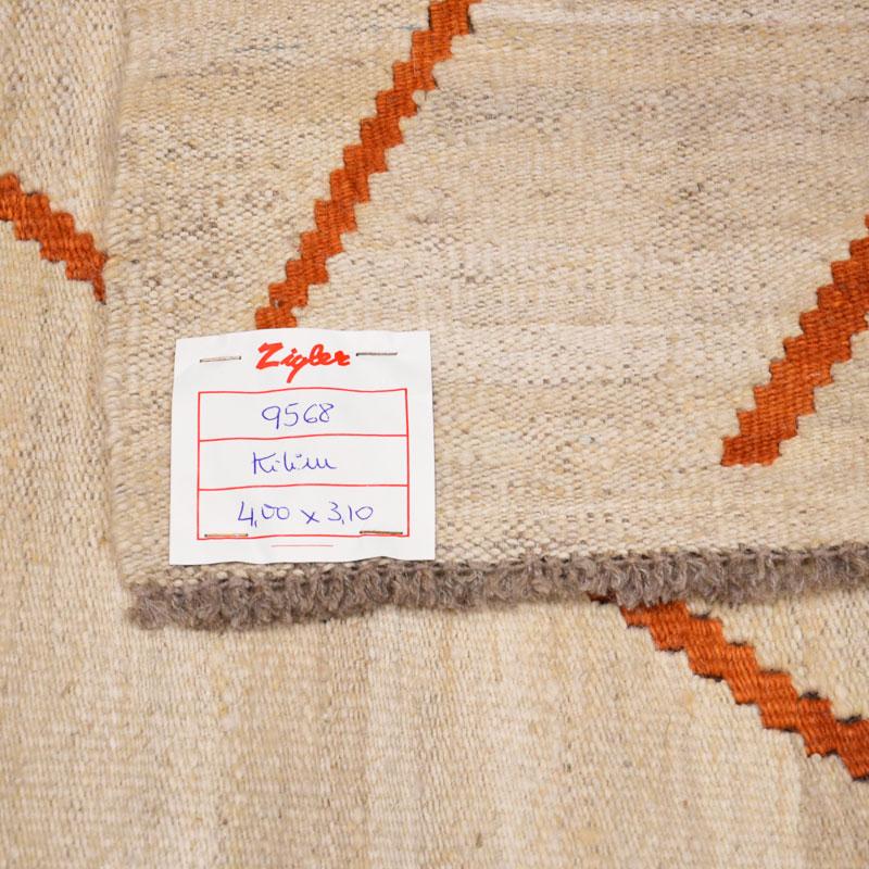 Contemporary Handmade Wool Kilim Beige and Red Rug 12