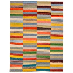 Contemporary Handmade Wool Kilim Multi-Color Rug