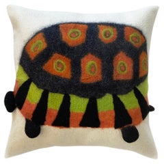 Contemporary Handmade Wool Pillows with Playful Turtle Image
