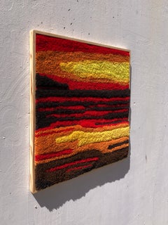 Handmade Contemporary Wool Wall Tapestry, Golden Hour Triptych, Beach Sunset