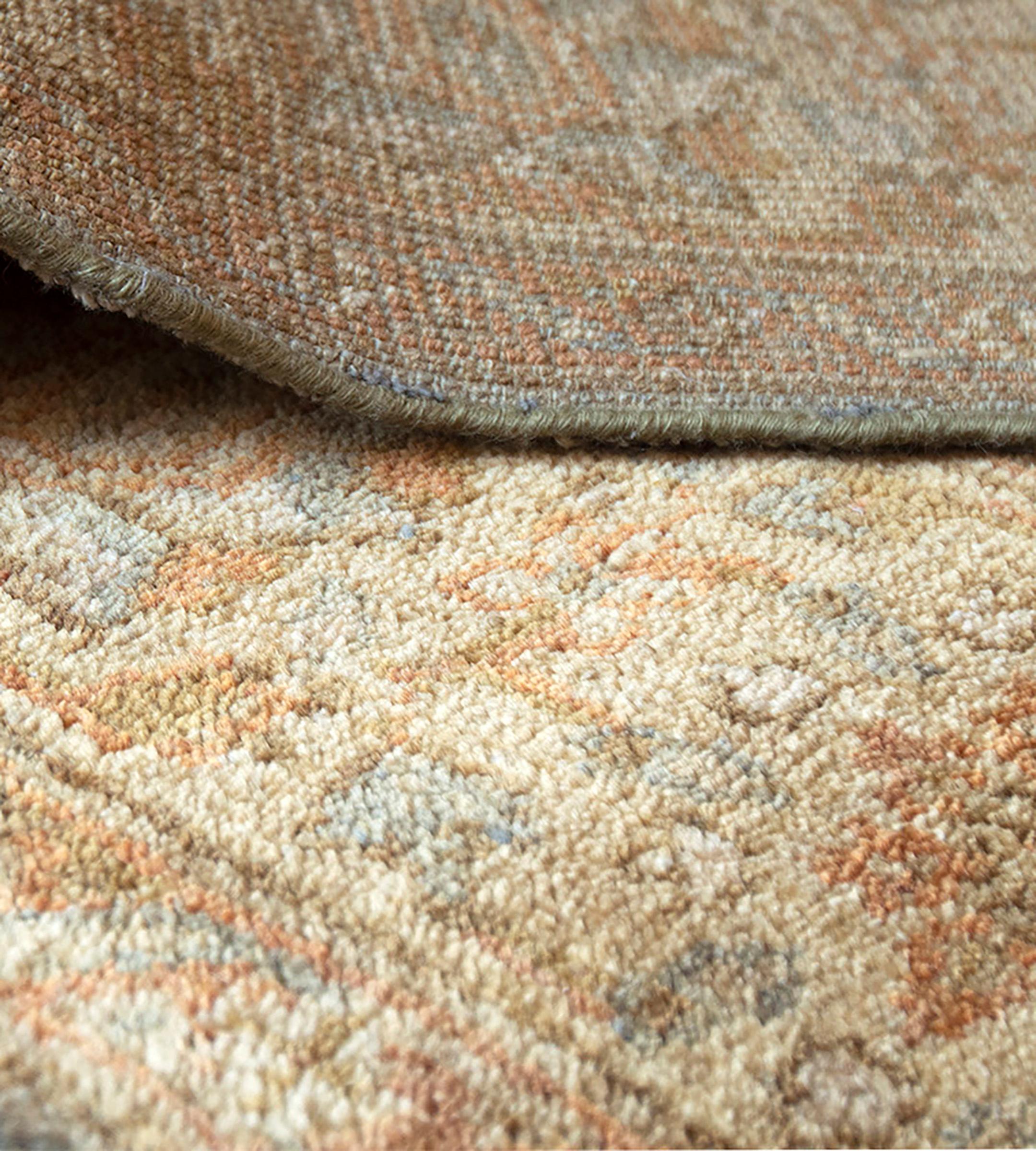 XXIe siècle et contemporain Tapis Oushak contemporain tissé à la main 100 % laine à motifs floraux en vente
