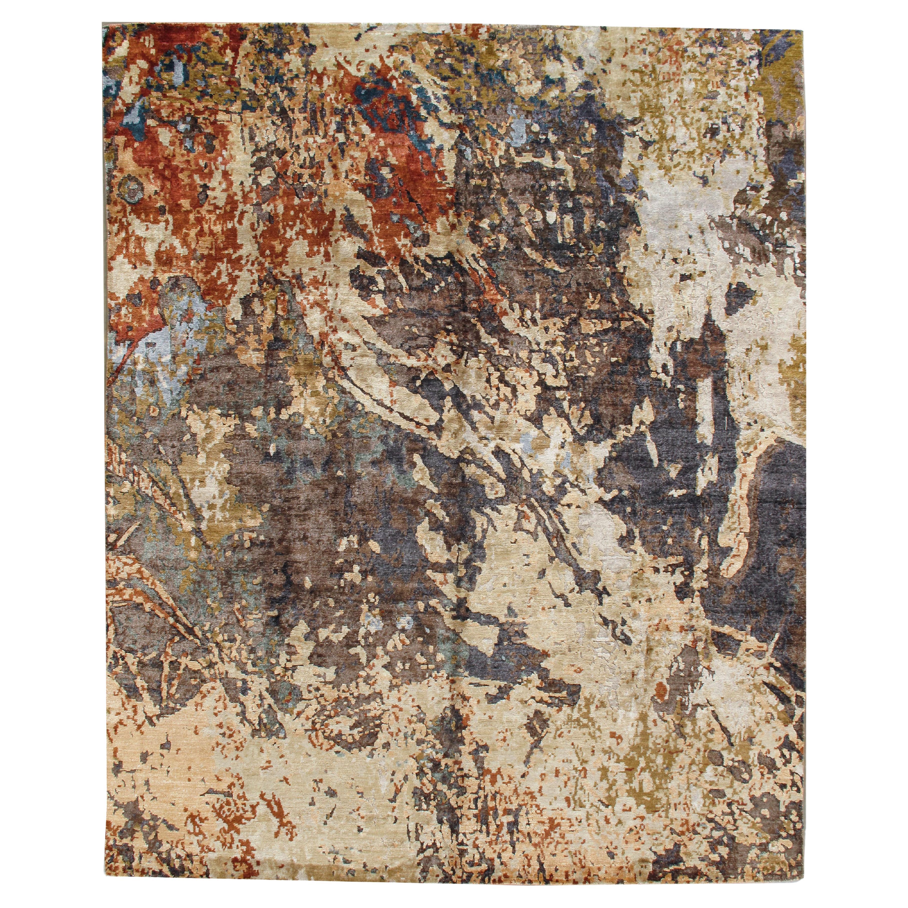 OneofaKind Contemporary Handwoven Wool Area Rug 4'11 x 7'10 For Sale