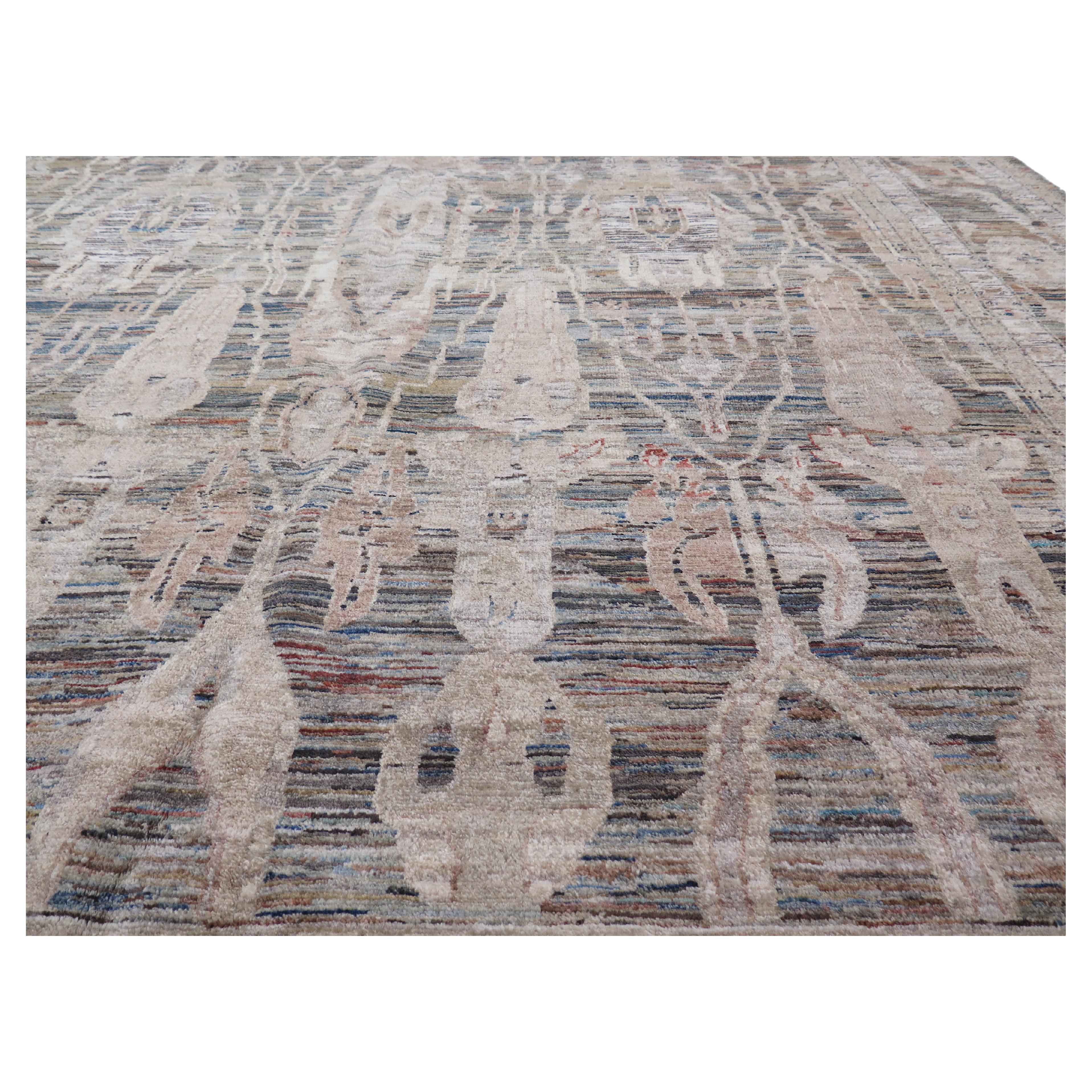 Contemporary Handwoven Arts and Crafts Carpet For Sale