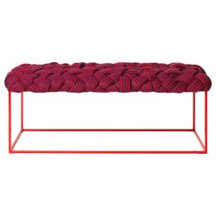 Contemporary Handwoven Bench the "Cloud" in Red