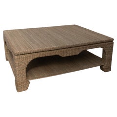 Contemporary Handwoven Chuspata Coffee Table with Shelf, Michoacán, Mexico