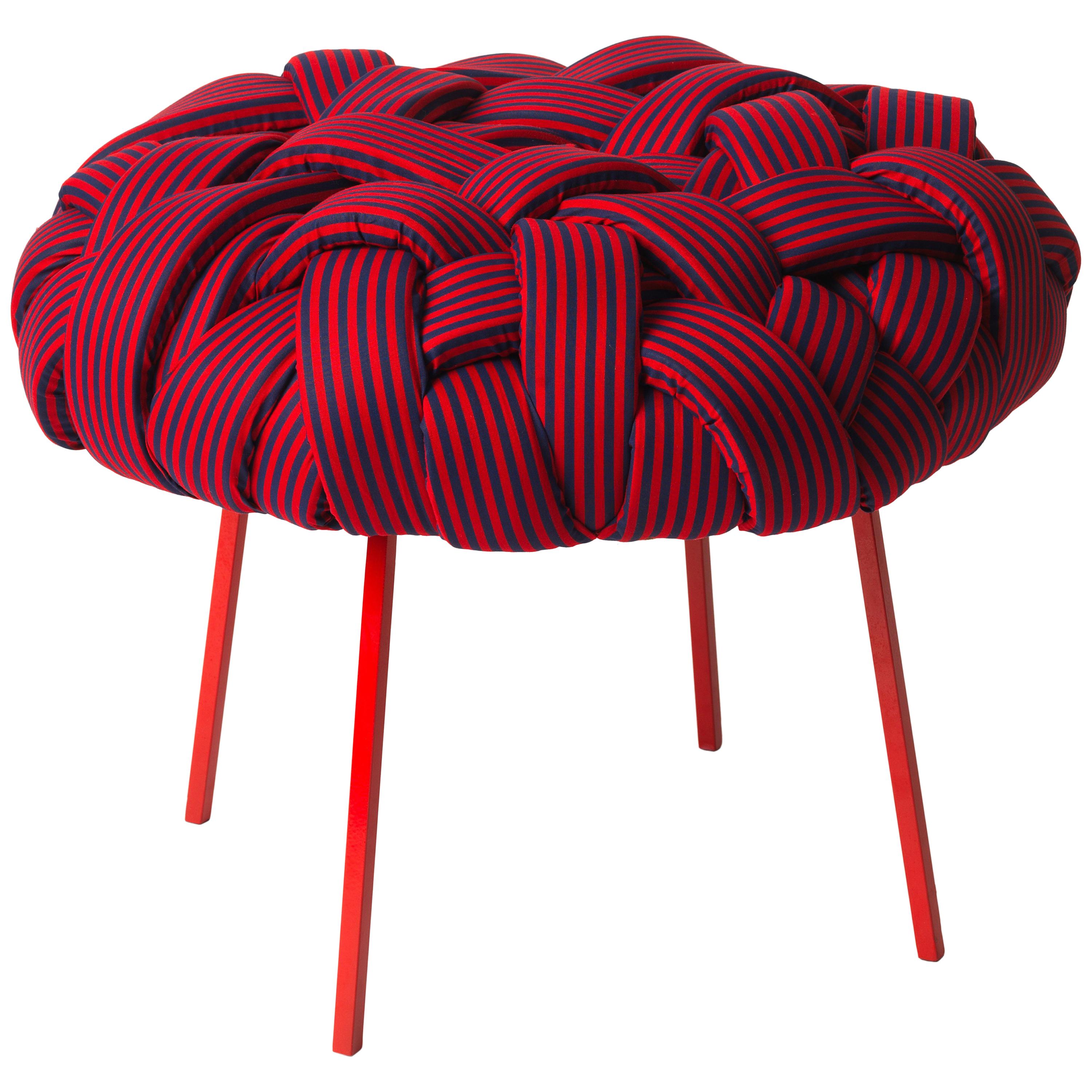 Contemporary Handwoven - Tabouret nuage, moyen, rouge