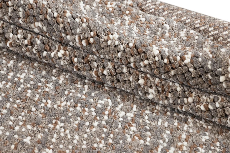 Contemporary Handwoven Grey Textured Wool Rug For Sale at 1stDibs