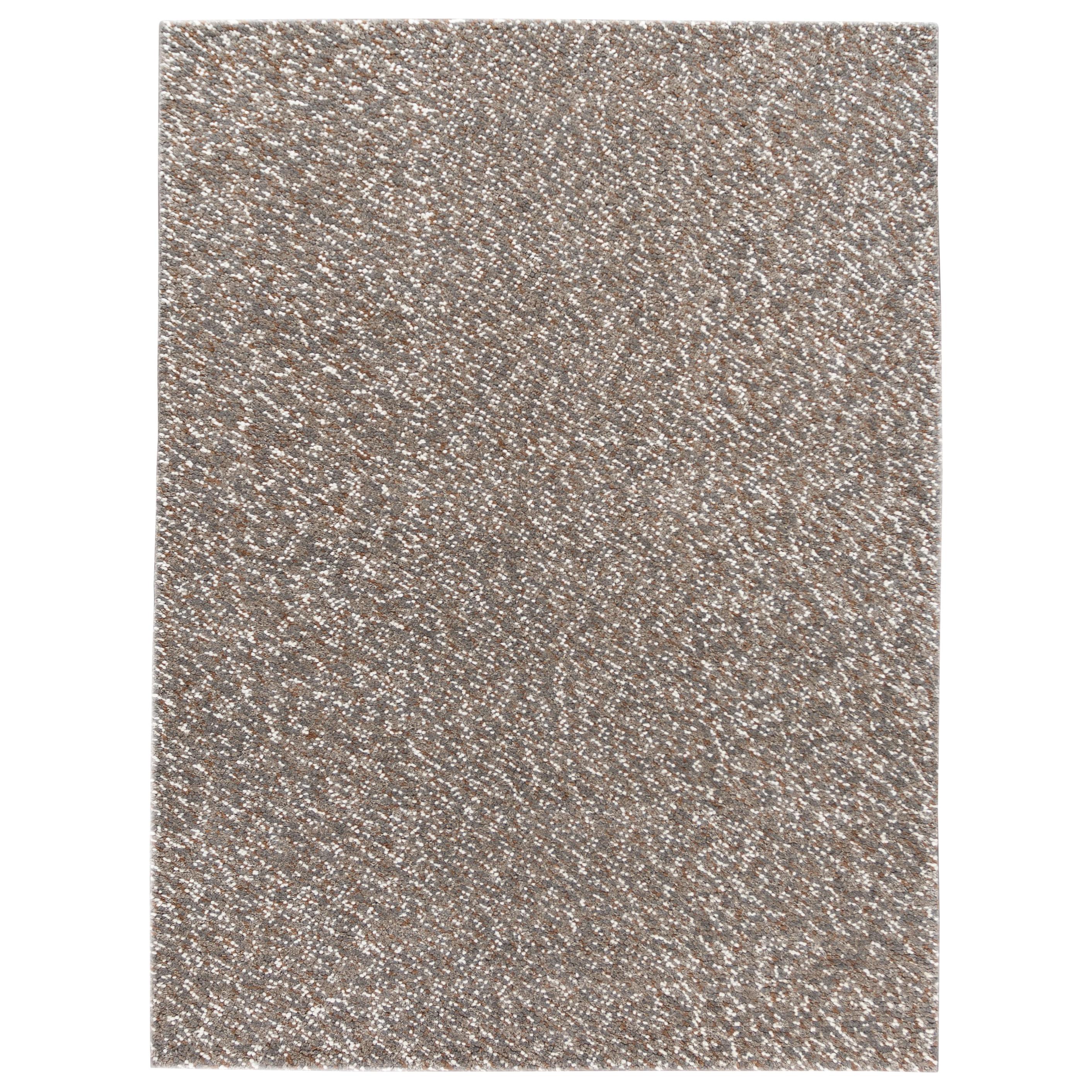 Tapis contemporain en laine grise texturée tissée à la main