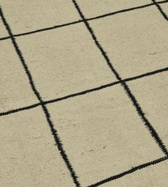 Contemporary Handwoven Hemp Windowpane Flatweave Rug