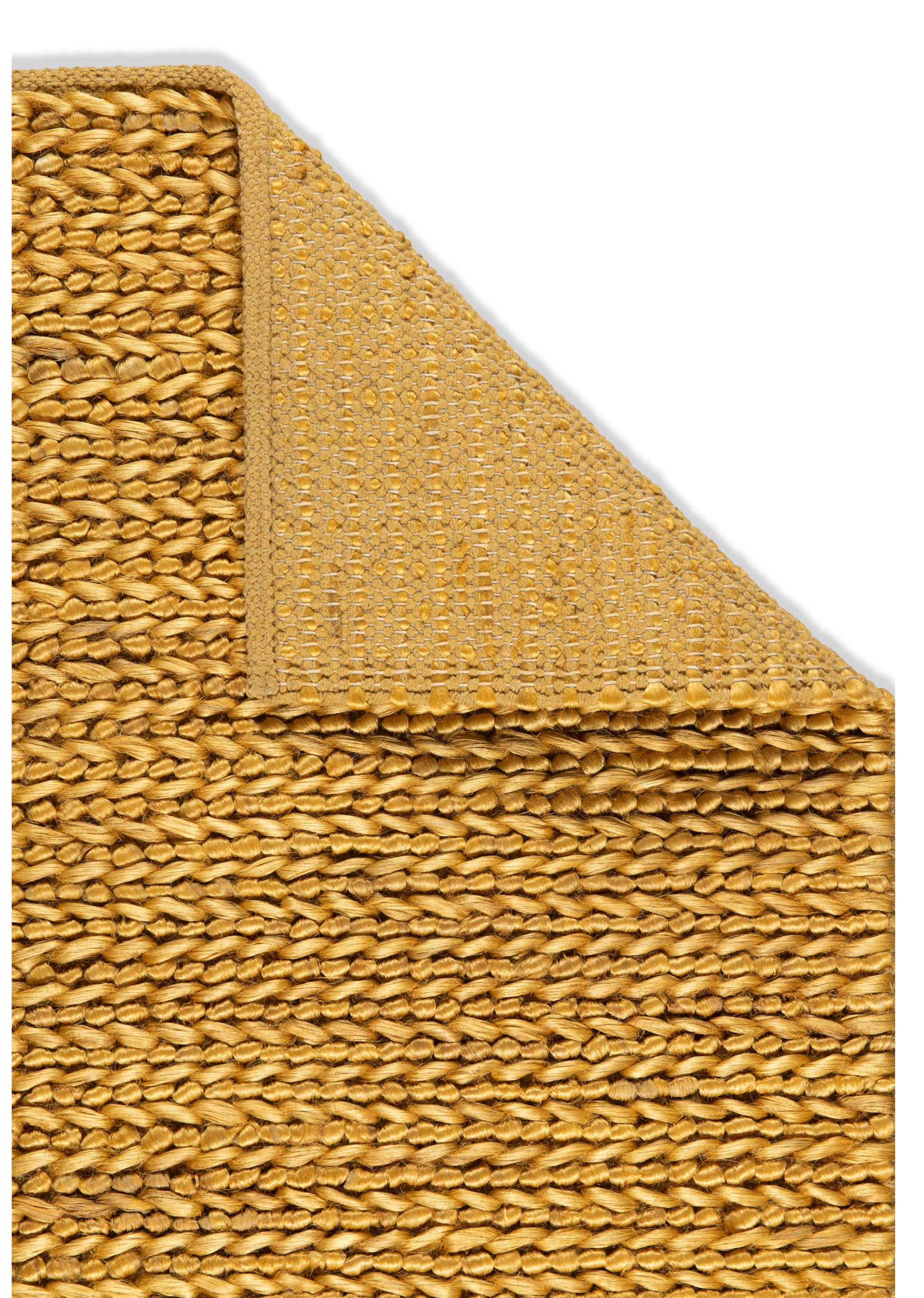 Moderne Tapis contemporain en jute tissé à la main, 8' x 10', jaune en vente