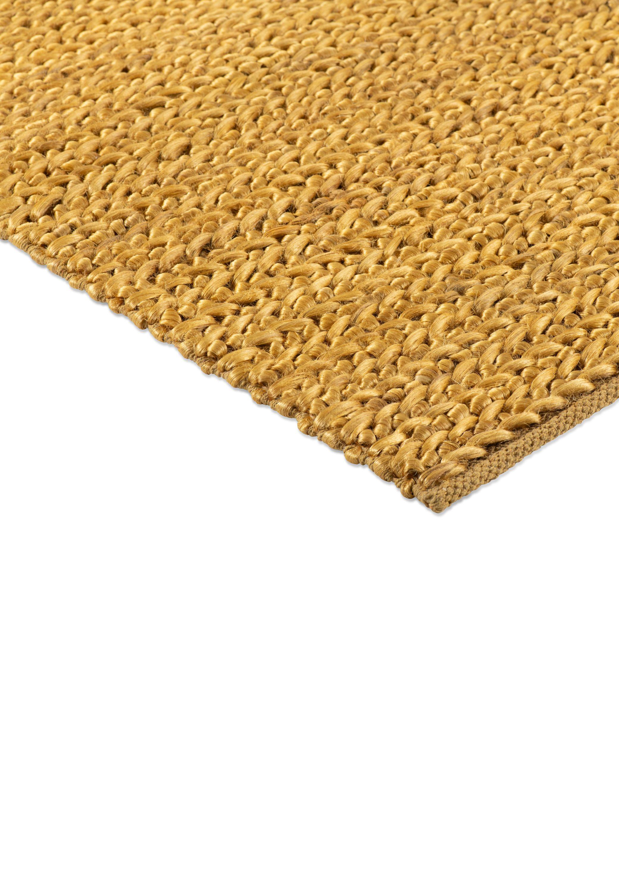 Zeitgenössischer handgewebter Jute-Gewebe-Teppich, 9 'x 12', Gelb (Indisch) im Angebot