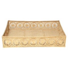 Contemporary Handwoven Natural Rattan Serving Tray / Basket