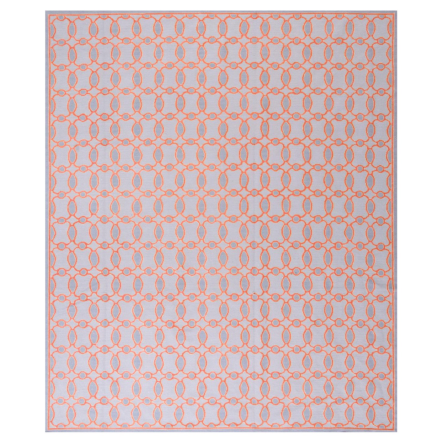 Contemporary Handwoven Needlepoint Flat Weave Carpet 6' x 9'