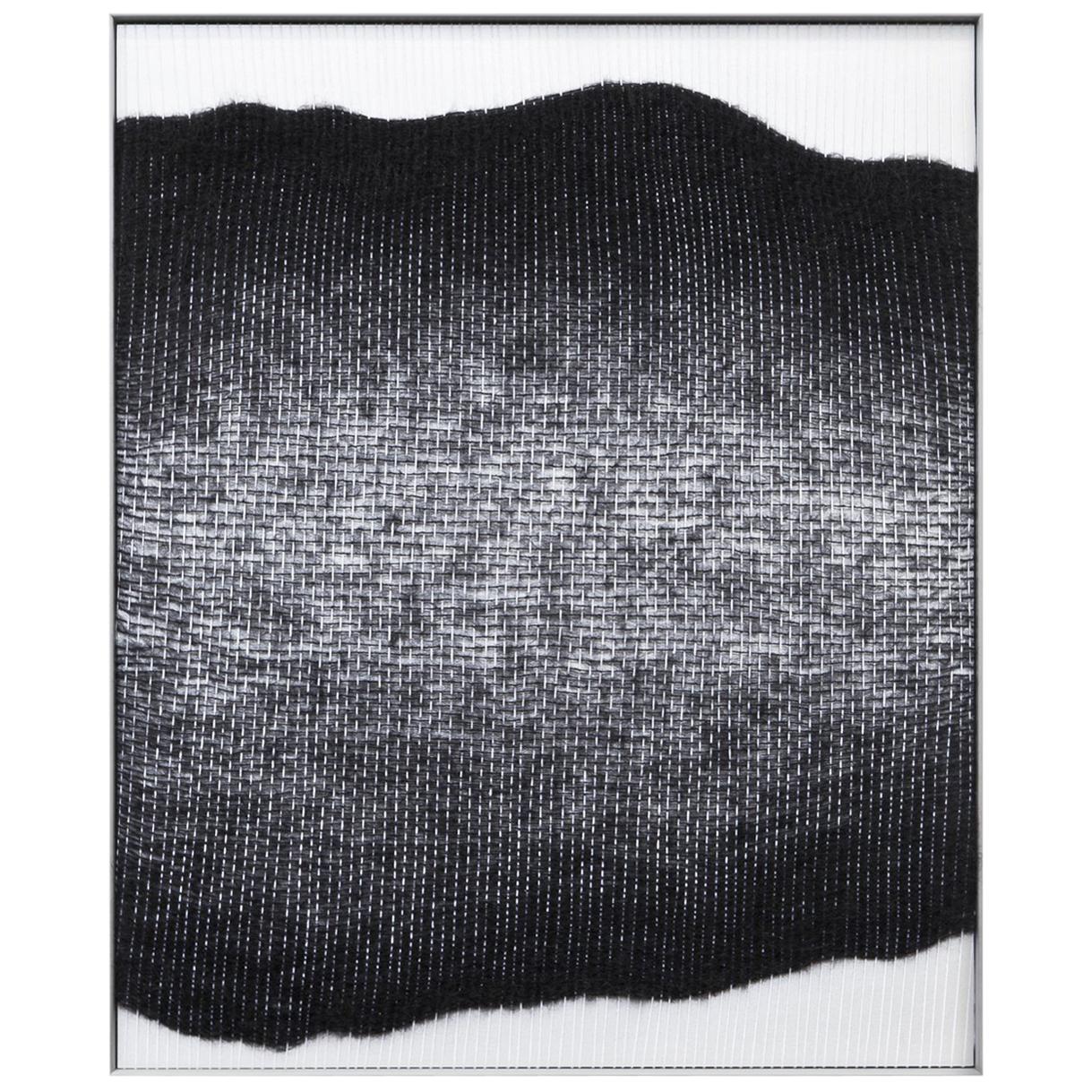 Contemporary Handwoven Wall Fiber Art, Black Live Edge Form by Mimi Jung For Sale