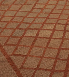 Contemporary Handwoven Wool Kilim Rug, Turkish Design, 120x139 Inches