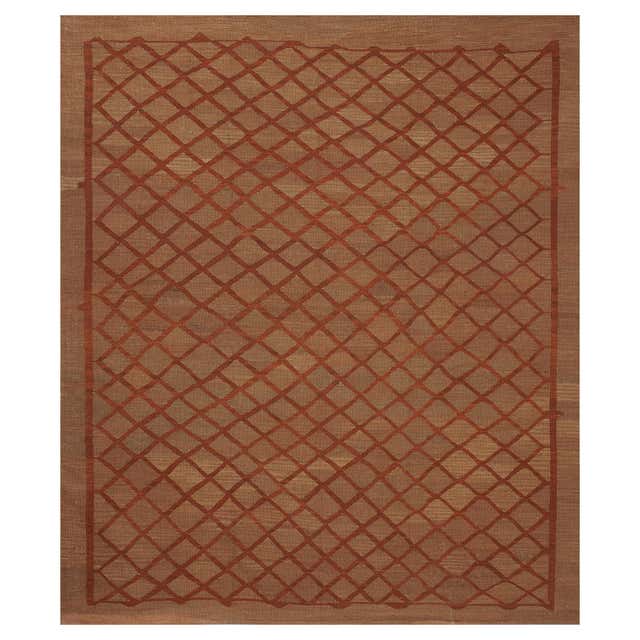 Basket Weave Rug Blood Orange For Sale at 1stDibs