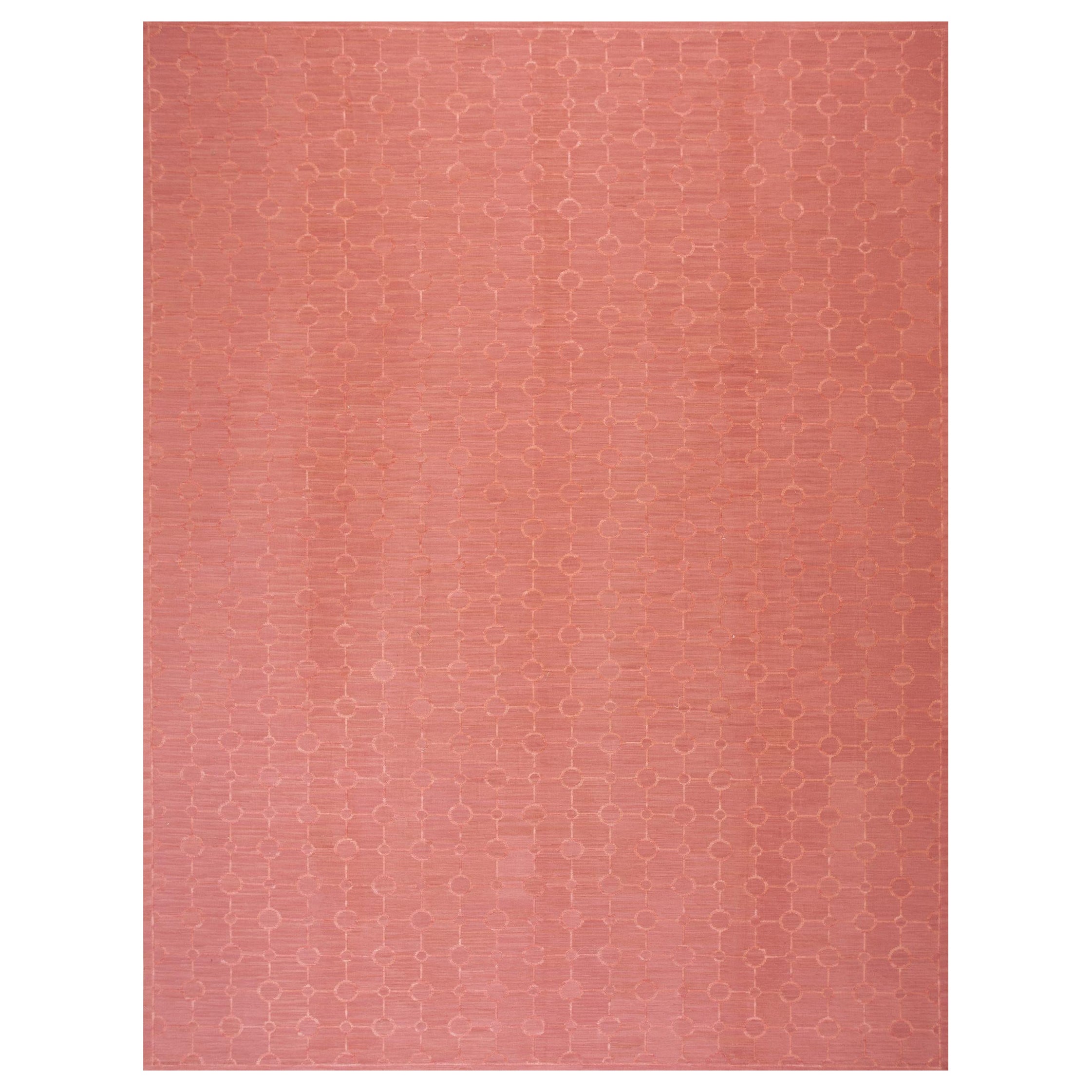 Tapis contemporain tissé à la main en laine à points d'aiguille avec Highlight en soie en vente