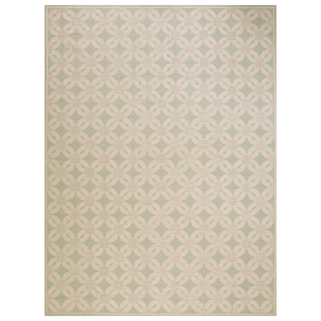 Zeitgenössischer handgewebter Flachgewebe-Teppich aus Wolle mit Nadelspitze (6' x 9' - 183 x 274 cm)