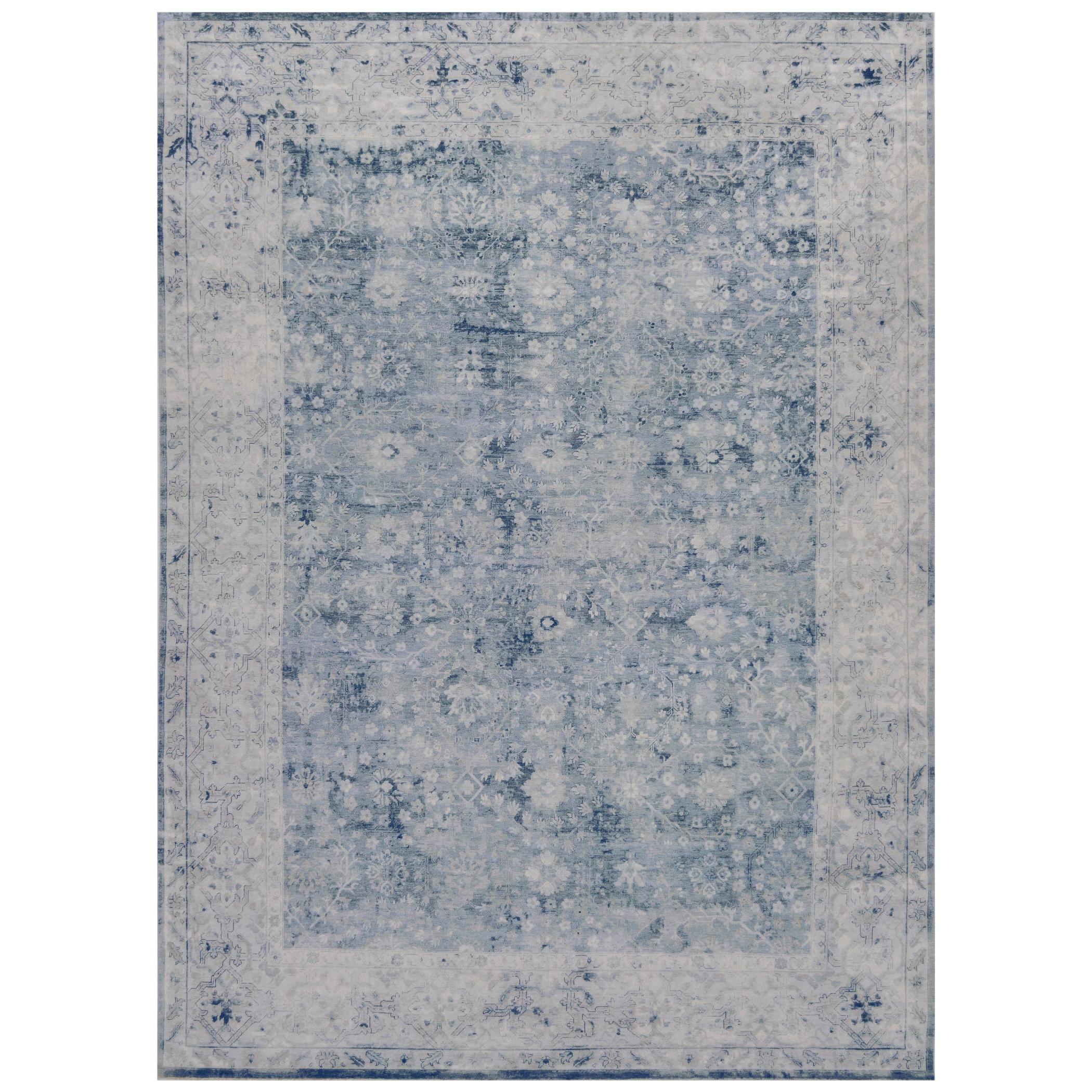 Contemporary Handwoven Wool Tabriz Inspired Rug For Sale