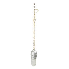 Contemporary Hanging Industrial Silver Metal and Glass Light Fixture