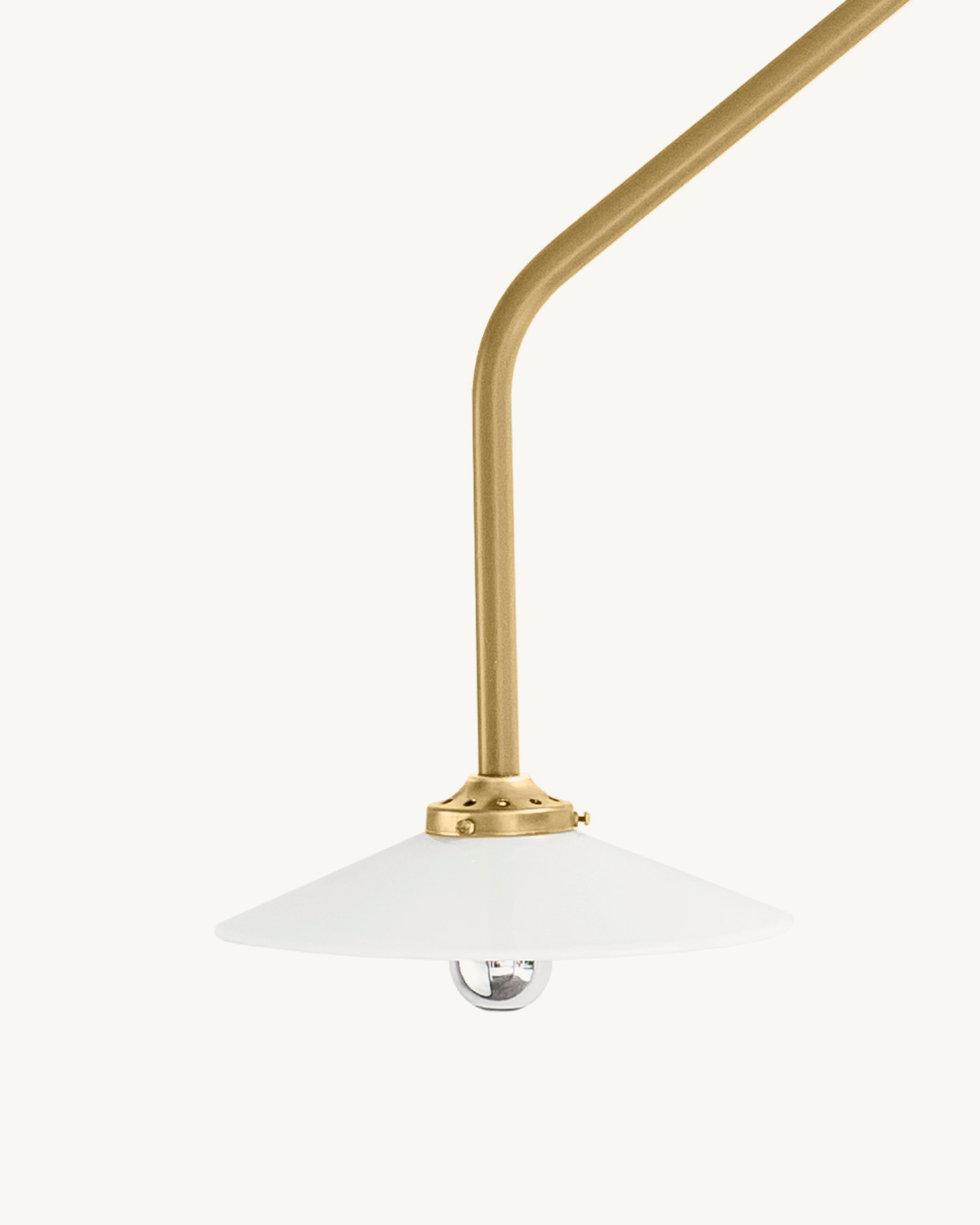 Hanging Lamp N°4 by Muller Van Severen x Valerie Objects

Dimensions: L. 90 W. 25 H. 180 CM
Finish: Brass (V9015031M)

Specifications:
— light source: 4W led
— colour tempertaure: K2700 
— lumen 350
— IP rating 20
— dimmable

Material: 
— lamp frame