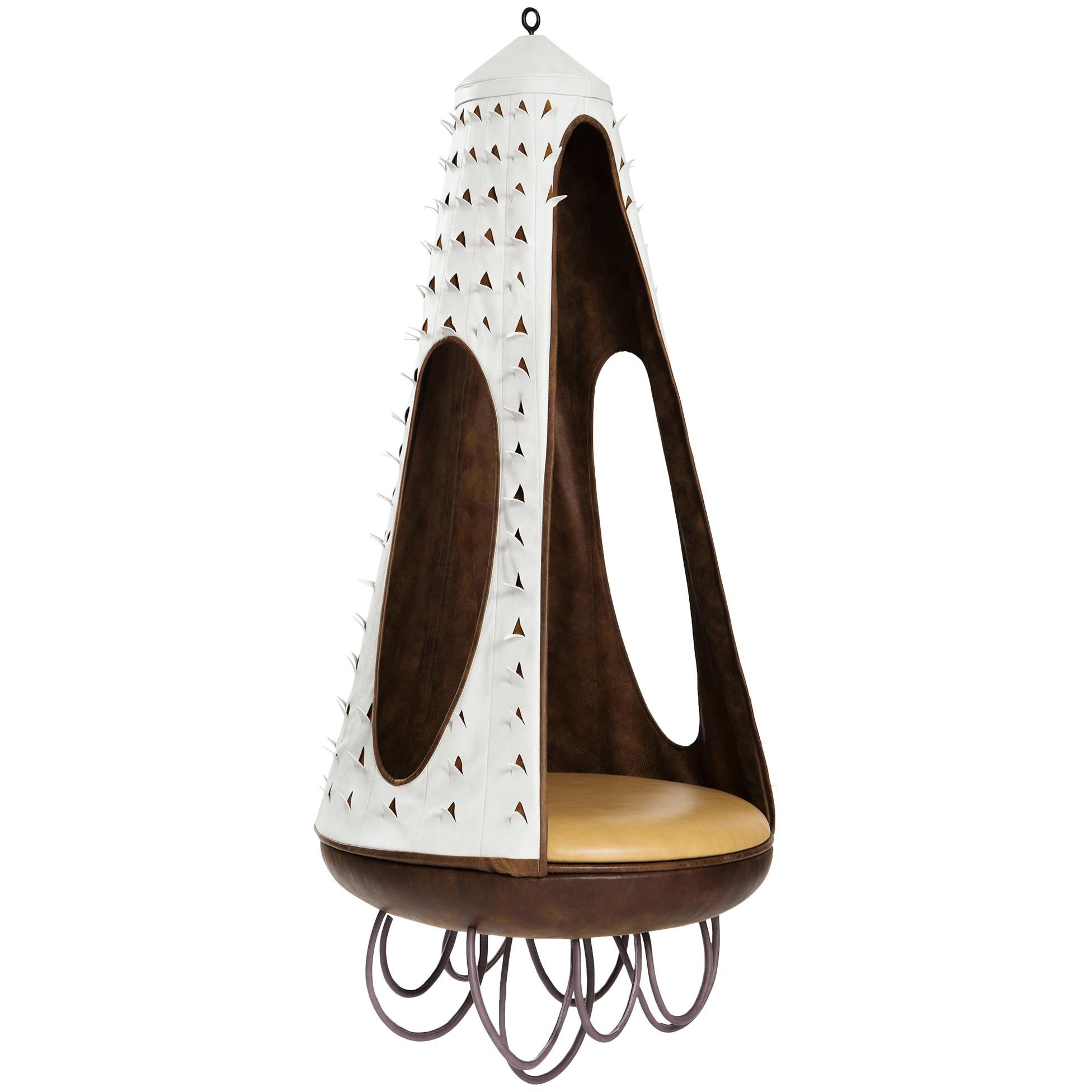 Contemporary Hanging Leather Chair For Sale