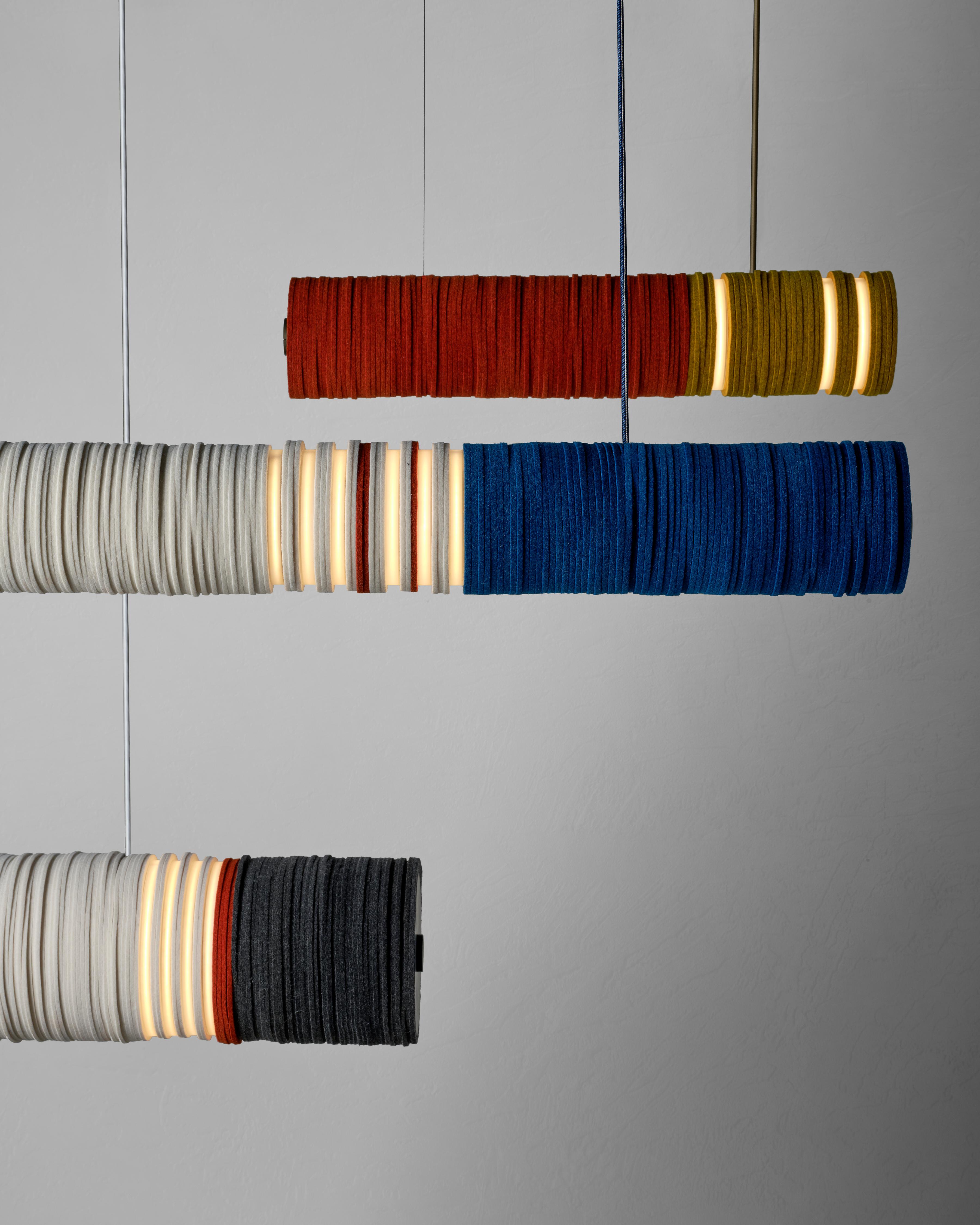 Machine-Made Contemporary Hanging Light in Felt, Sarah Coleman in Stackabl, Canada, 2022 For Sale