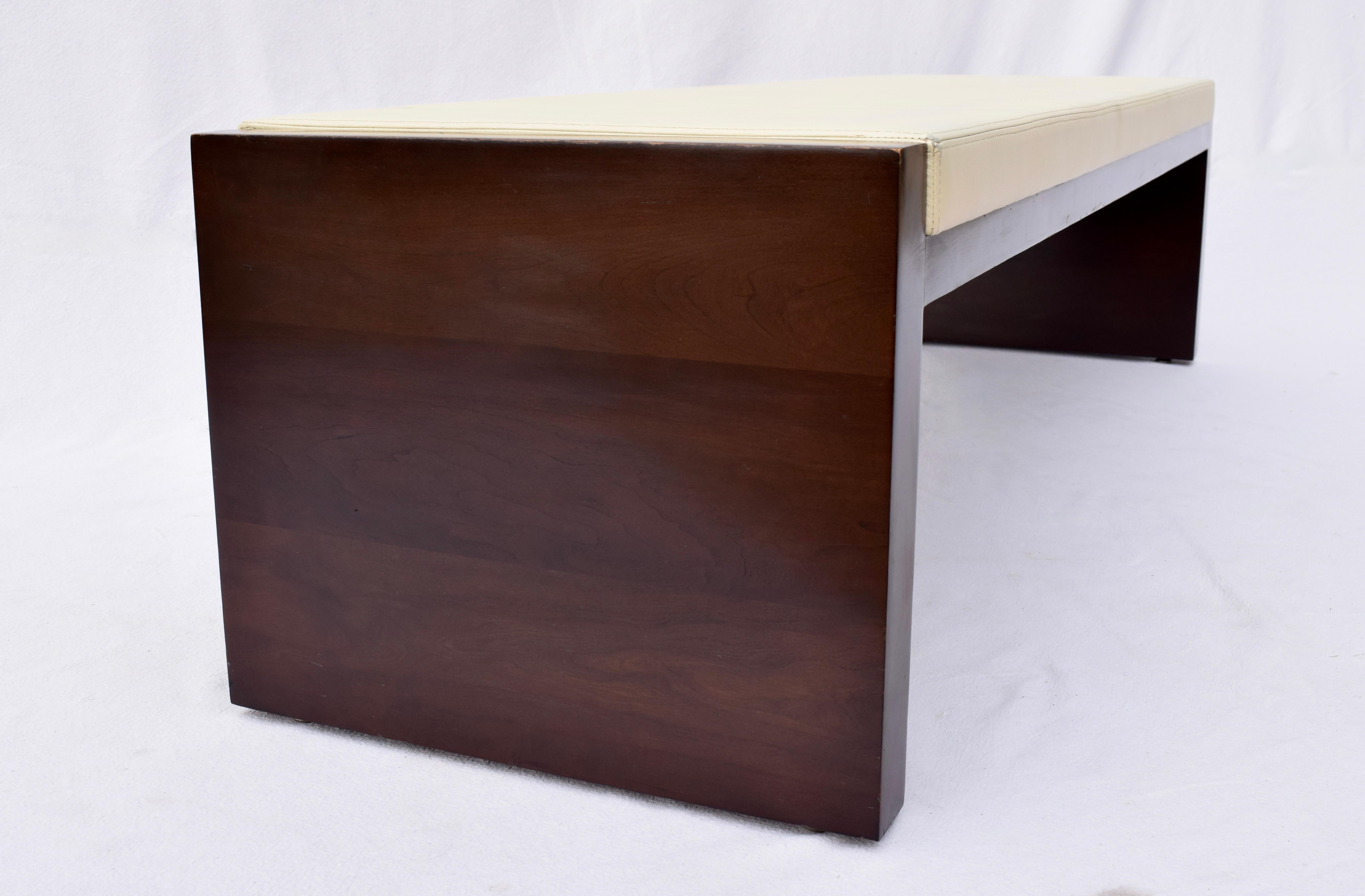 Contemporary Hardwood Leather Bench by Bright Chair For Sale 4