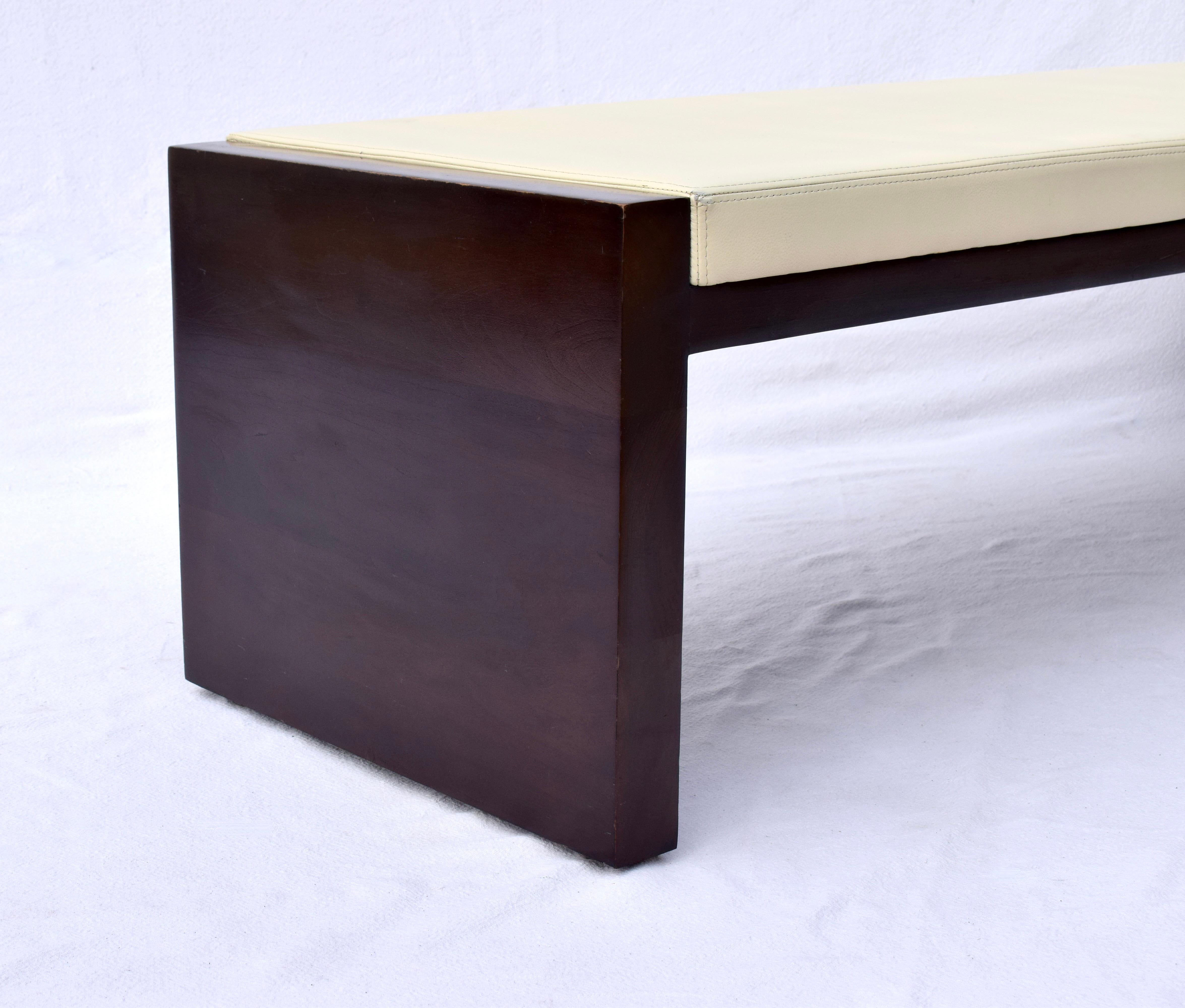 Contemporary Hardwood Leather Bench by Bright Chair For Sale 1