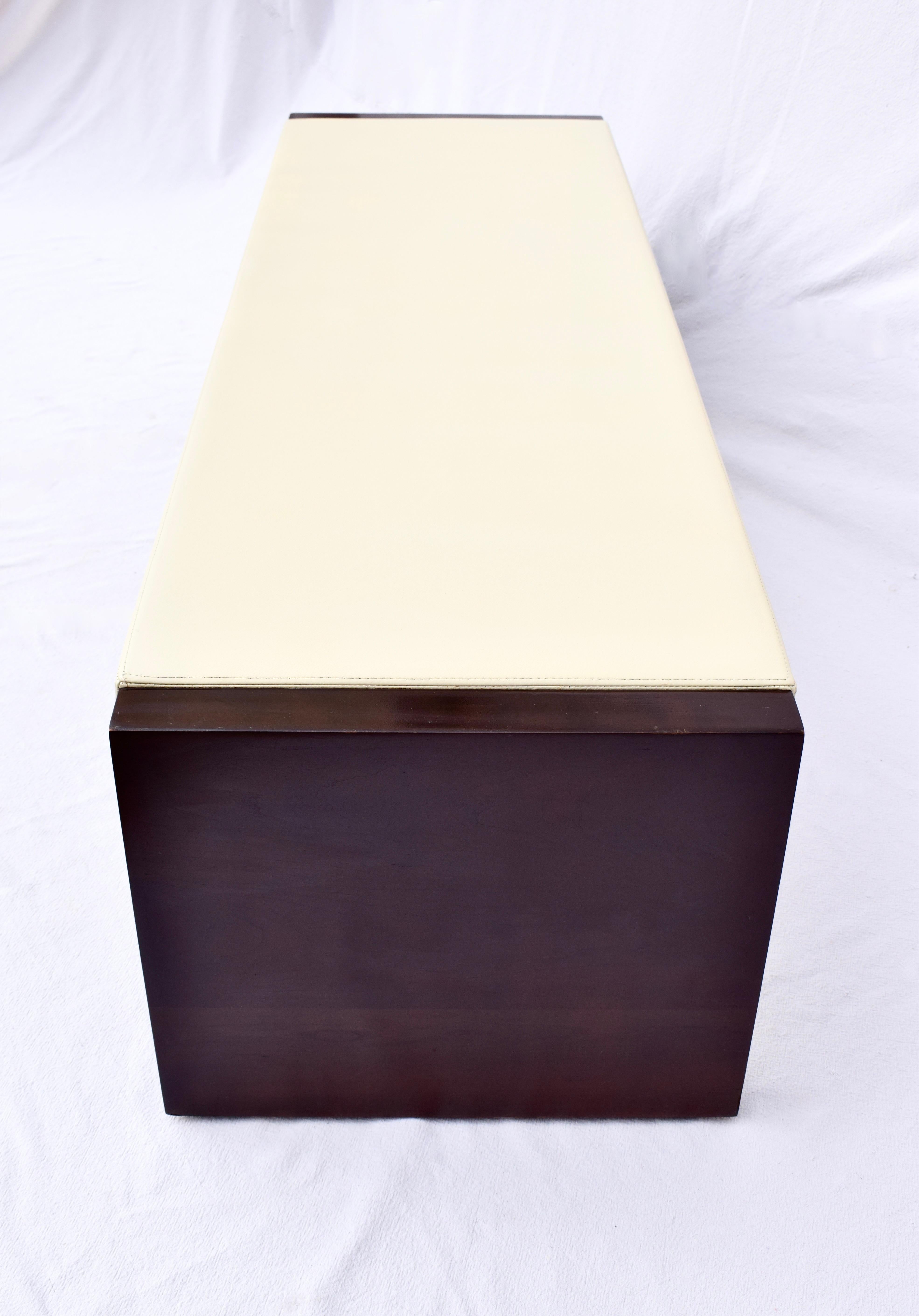 Contemporary Hardwood Leather Bench by Bright Chair For Sale 3