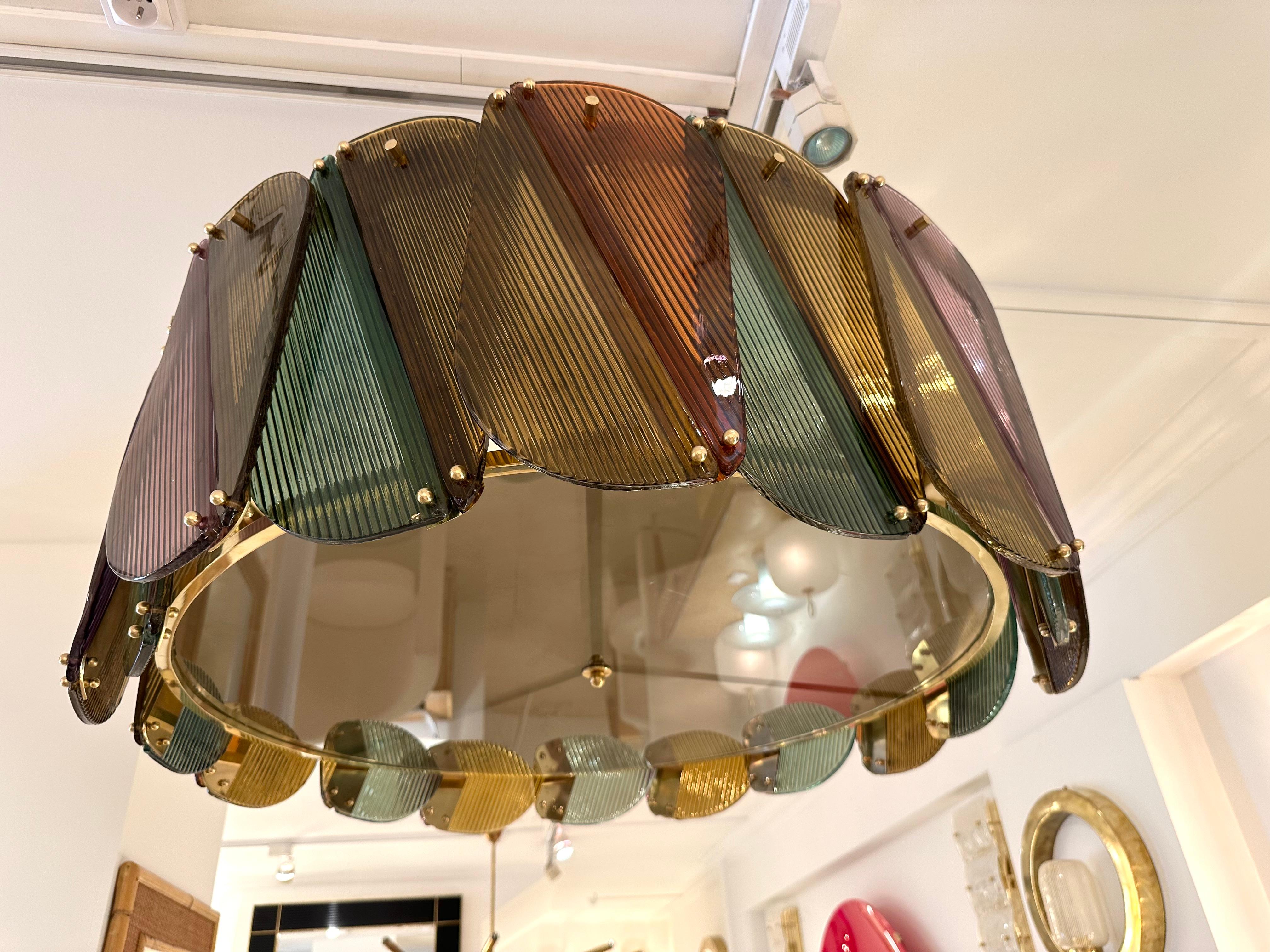 Contemporary Harlequin Chandelier Brass and Murano Glass , Italy 5
