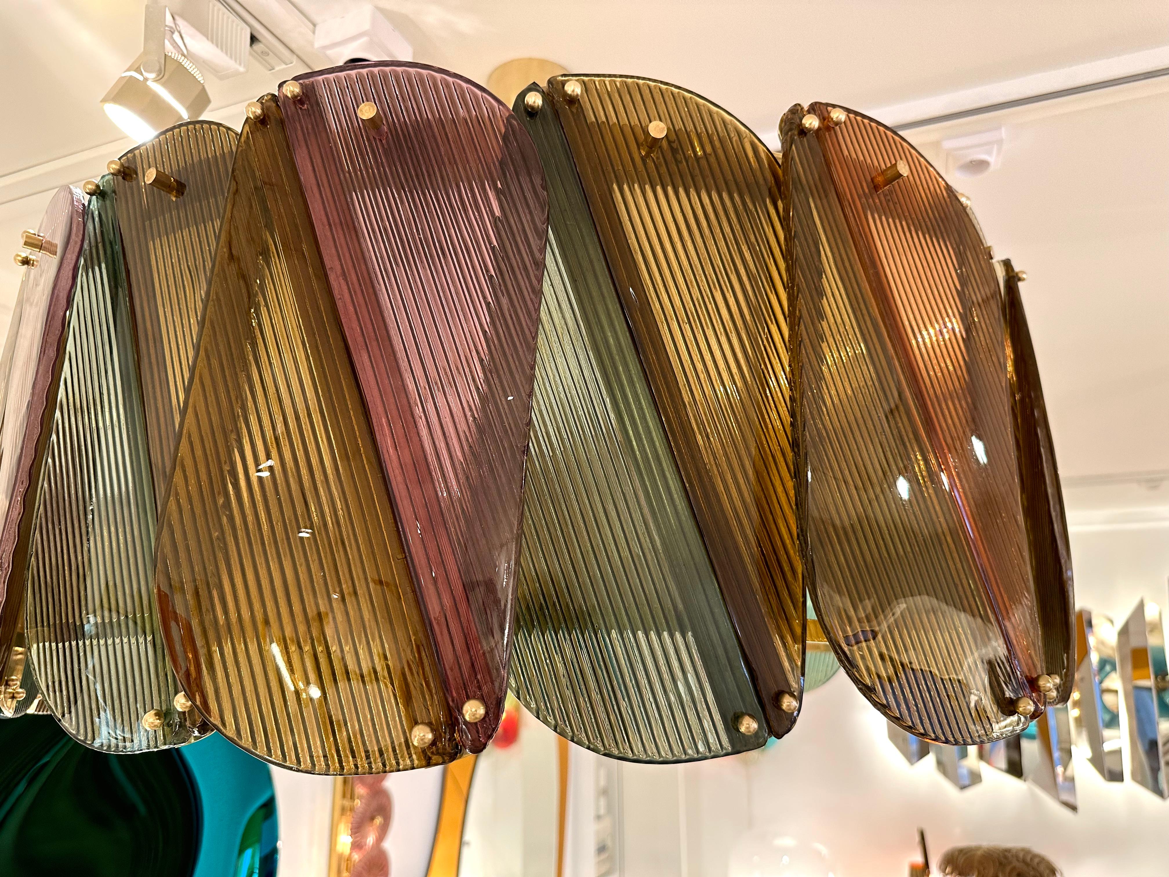 Contemporary Harlequin Chandelier Brass and Murano Glass , Italy 6
