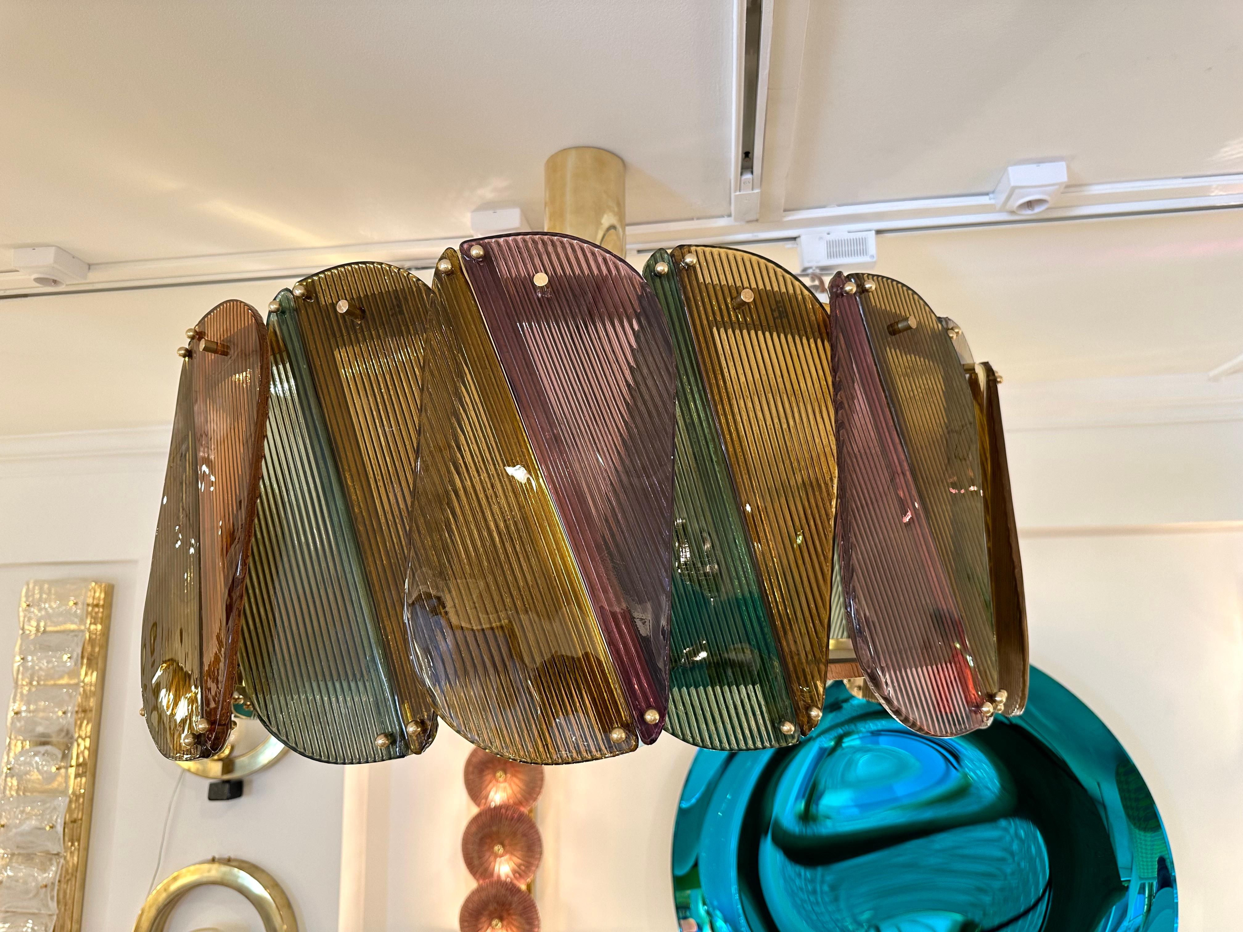 Contemporary Harlequin Chandelier Brass and Murano Glass , Italy 8