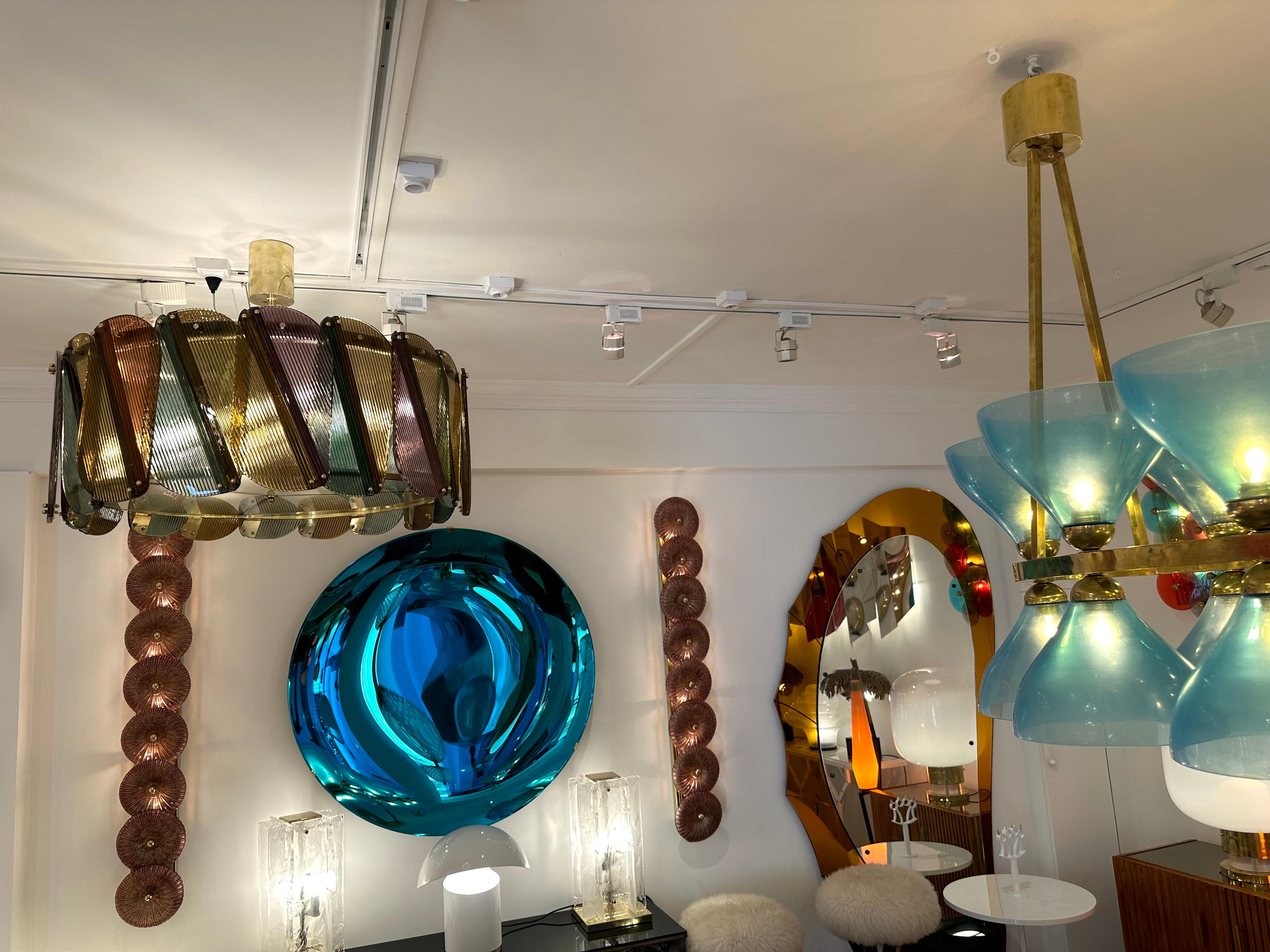 Contemporary Harlequin Chandelier Brass and Murano Glass , Italy 2