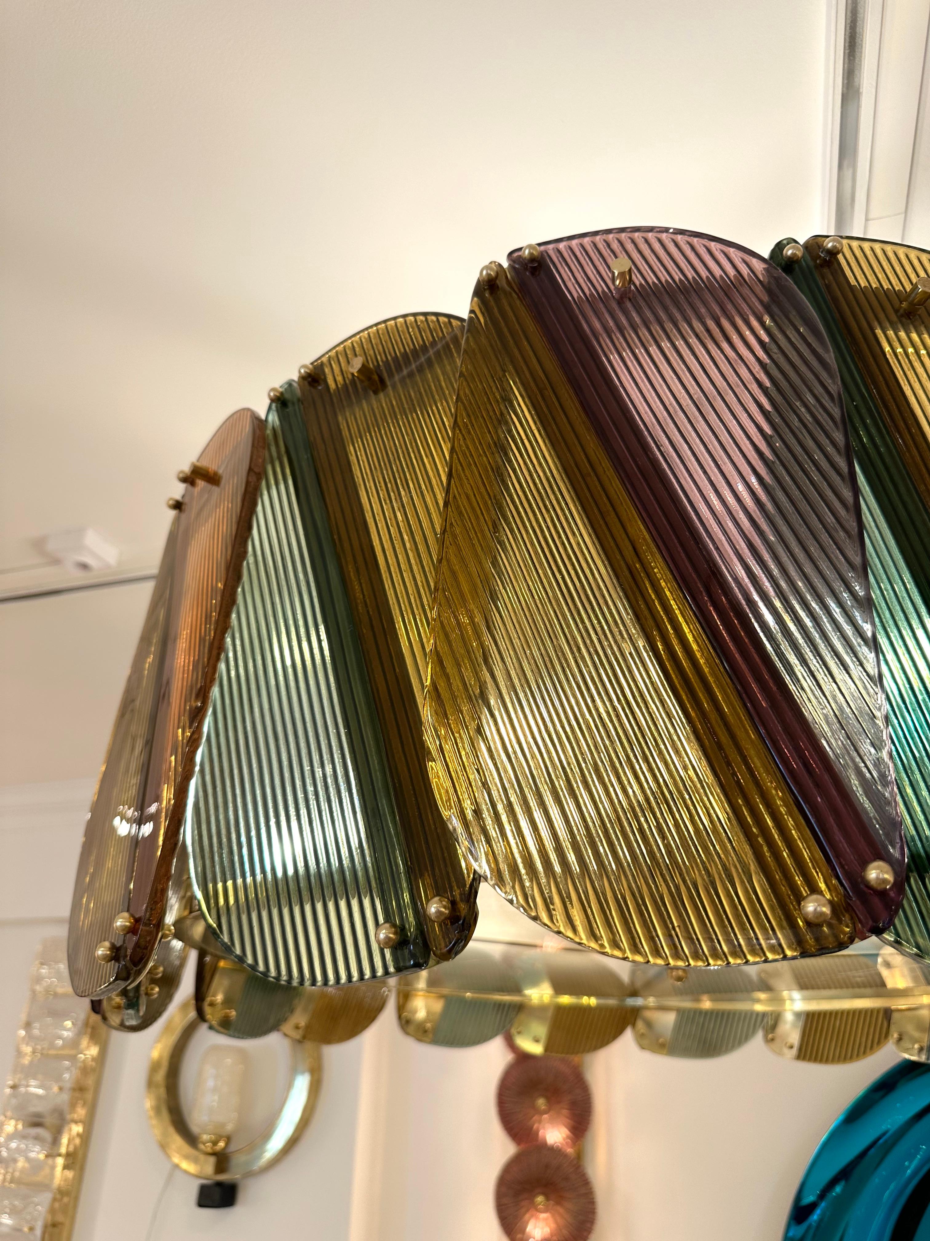 Contemporary Harlequin Chandelier Brass and Murano Glass , Italy 4
