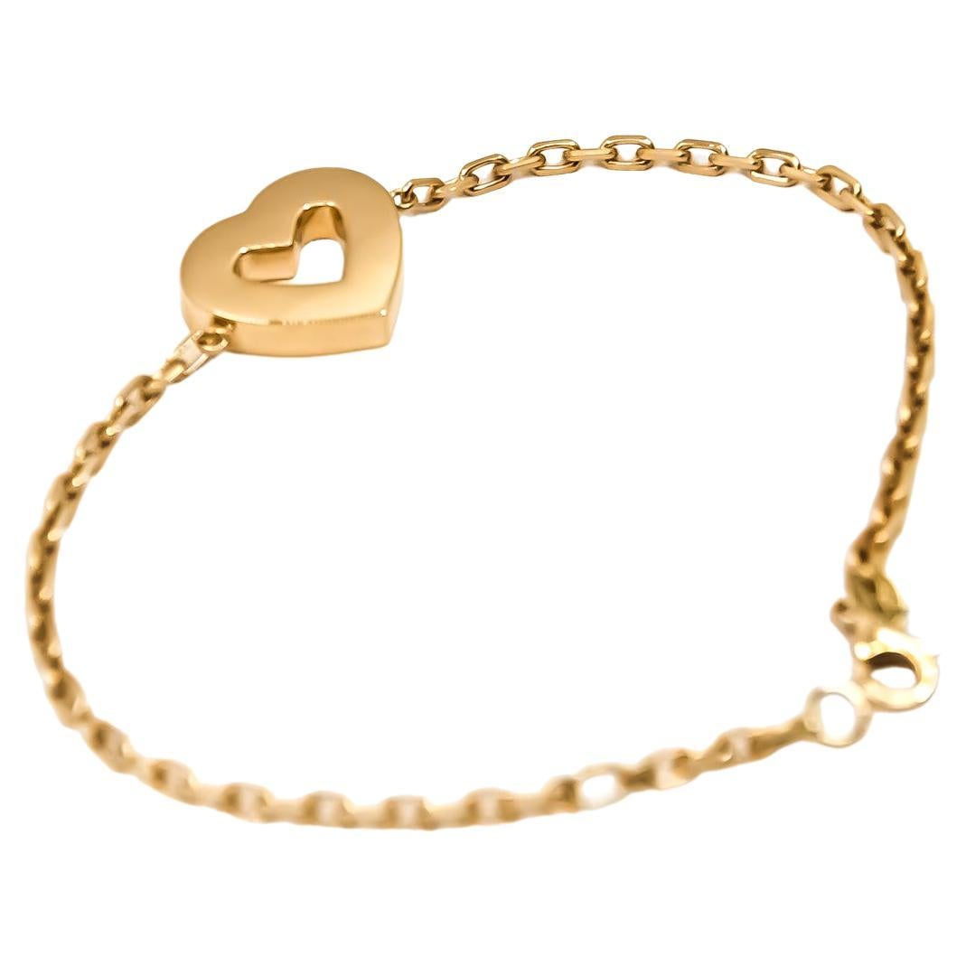 7 inch Carleen 18K Solid Real Yellow Gold Heart Love Delicate Simple Thin Bracelet Dainty Everyday Fine Jewelry Bracelets for Women Girls Teens Adjustable 