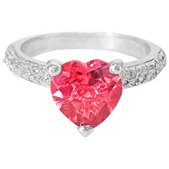Contemporary Heart Shaped 3.50 Carat Tourmaline Diamond Cocktail Ring