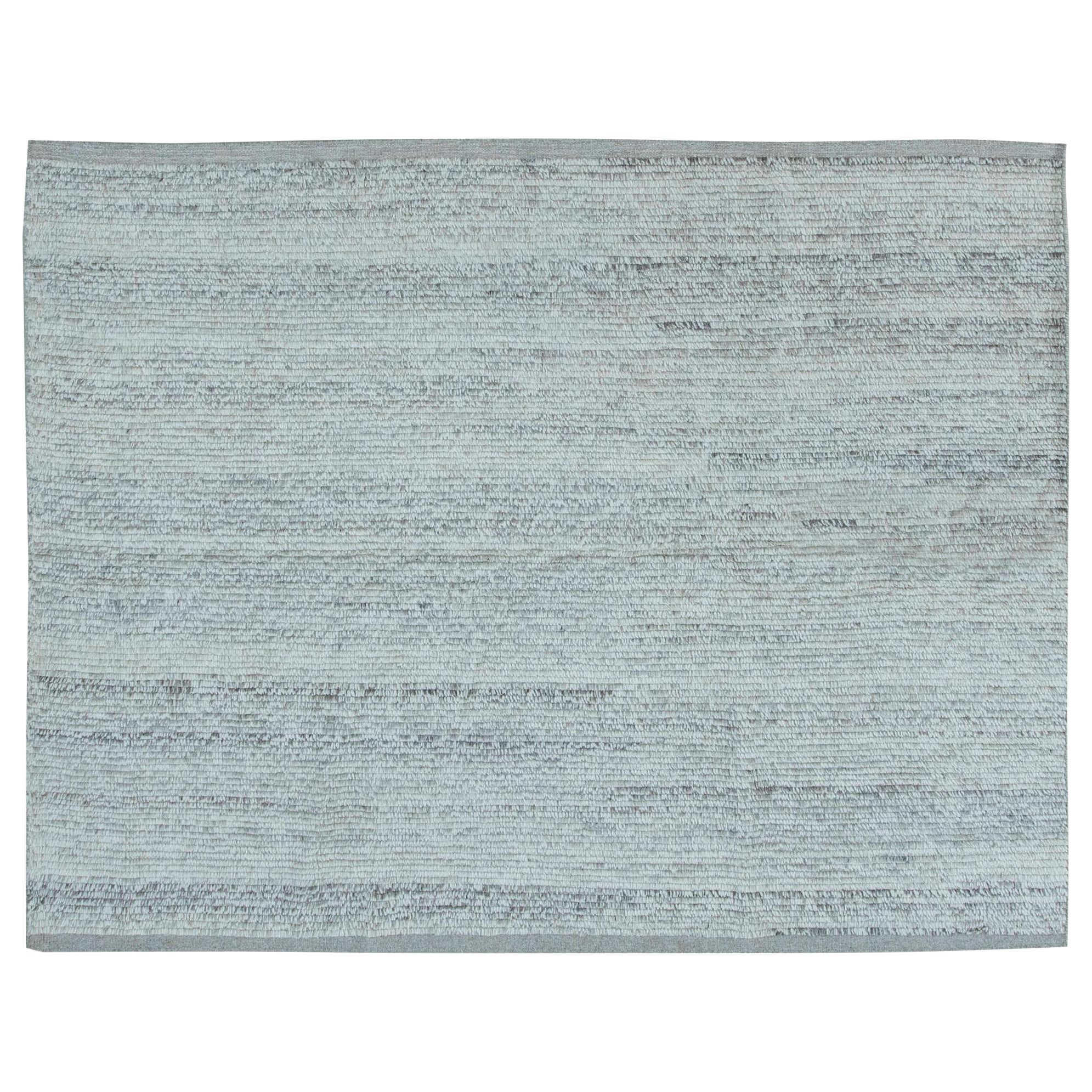 Zeitgenössischer geflochtener grauer Flachgewebe-Teppich von Doris Leslie Blau im Angebot
