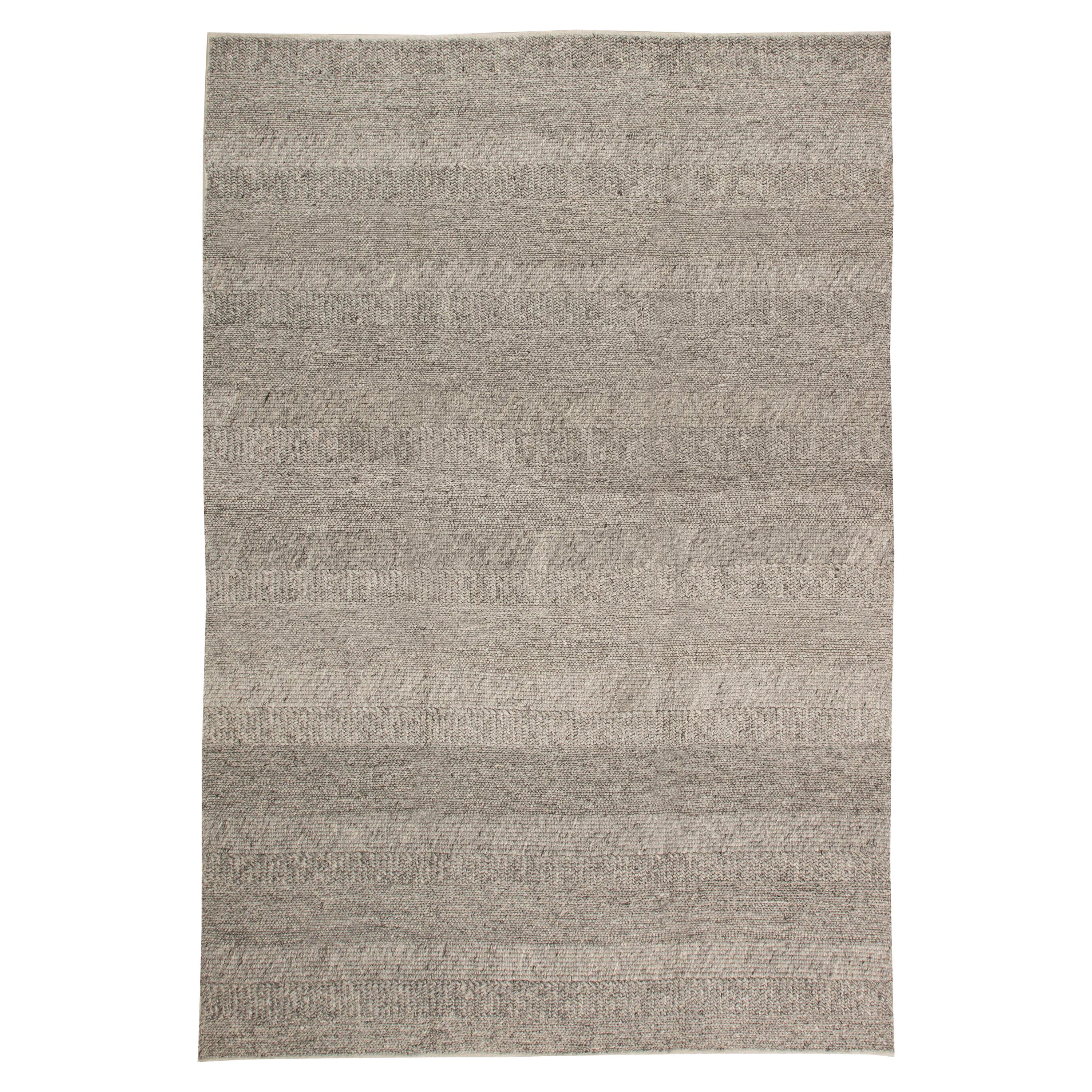 Contemporary Heathered Stone Flat-Weave Wool Rug by Doris Leslie Blau