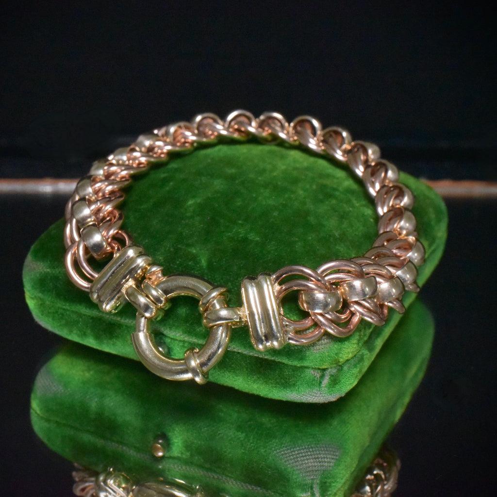 Contemporary Heavy Two-Toned Yellow And Rose Gold ‘Rollo’ Bracelet - 58 Grams In Excellent Condition In NEW TOWN, AU